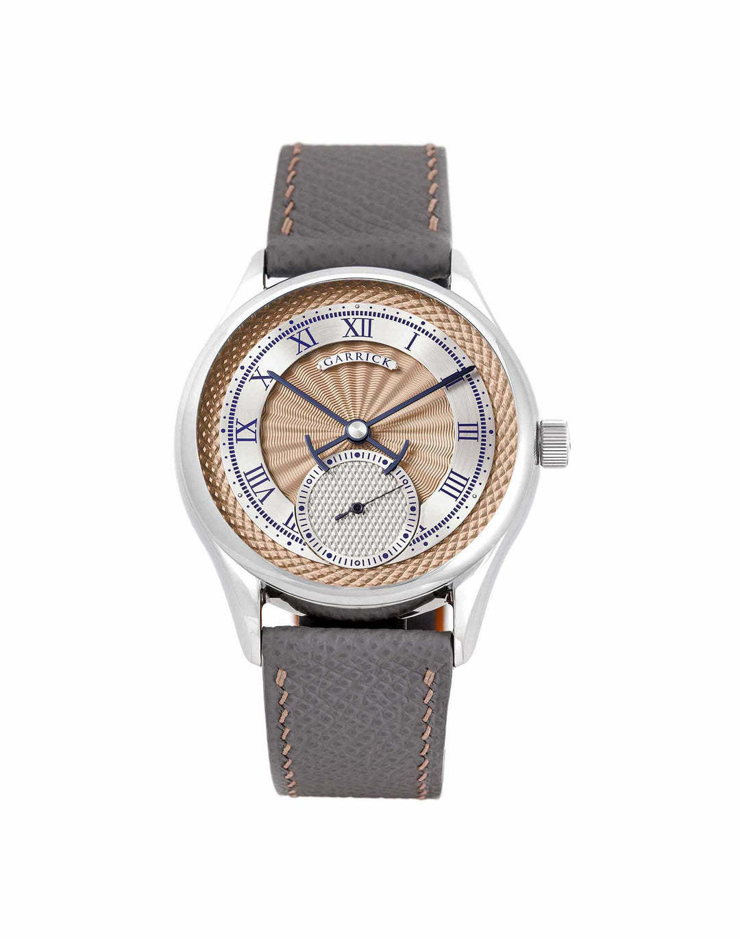English made S7 watch with guilloche dial by Garrick Watchmakers