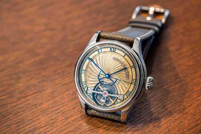 Handmade S2 watch with guilloche dial by Garrick Watchmakers