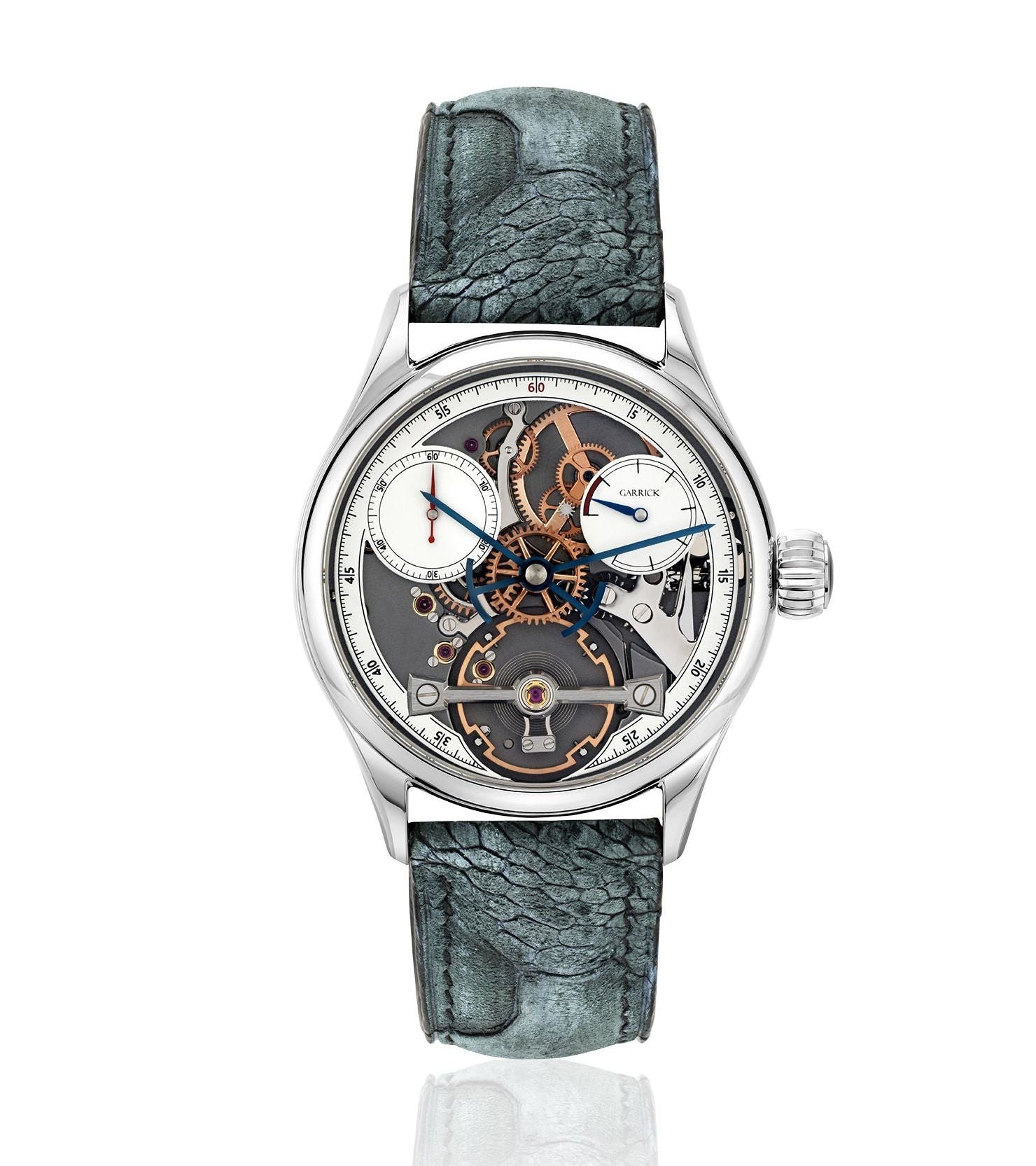 Handmade British skeleton dial watch by Garrick